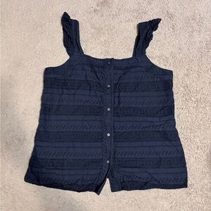 LOFT Navy Lace Sleeveless Top